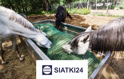 Siatka na siano dla koni zabezpieczająca, o wymiarach oczek 4,5x4,5 cm i grubości sznurka 3 mm Siatki24.eu - Siatka na siano dla koni zabezpieczająca, o wymiarach oczek 4,5x4,5 cm i grubości sznurka 3 mm